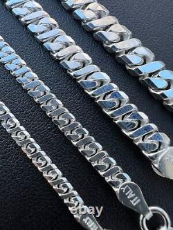 Real Dollar Cuban Link Chain Or Bracelet Solid 925 Sterling Silver ITALY 2.5-6mm