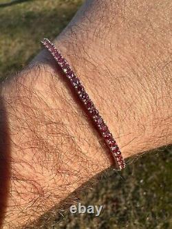 Real Iced Pink MOISSANITE 3mm Tennis Bracelet 925 Silver Passes Tester GRA