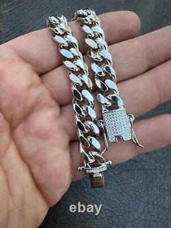 Real Miami Cuban Link Bracelet 925 Silver MOISSANITE Clasp Pass Diamond Tester