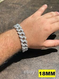 Real Miami Cuban Link Bracelet Iced CZ Solid 925 Sterling Silver