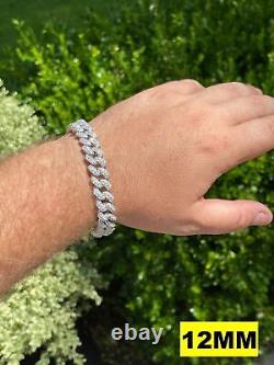 Real Miami Cuban Link Bracelet Iced CZ Solid 925 Sterling Silver