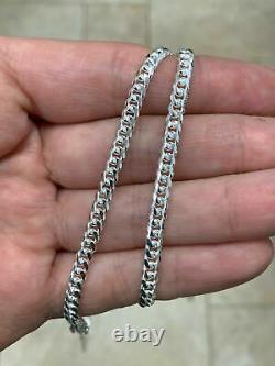 Real Miami Cuban Link Chain Or Bracelet Solid 925 Sterling Silver Box Lock 4mm