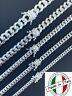 Real Miami Cuban Link Chain Or Bracelet Solid 925 Sterling Silver Box Lock Italy
