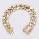 Real Moissanite 2ct Round Cut 9mm Men's Cuban Link Bracelet 14k Yellow Gold Over