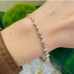 Real Moissanite 3.30Ct Round Cut Delicate Tennis Bracelet 14K Yellow Gold Over