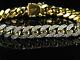 Real Moissanite 5ct Round Miami Curb Cuban Link Bracelet 14k Yellow Gold Finish