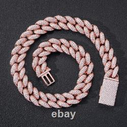 Real Moissanite 8Ct Round Cut Cuban Link Chain Bracelet 14K Rose Gold Finish