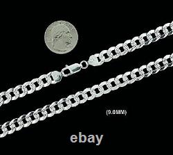 Real SOLID 925 Sterling Silver DIAMOND CUT CURB CUBAN Chain Bracelet or Necklace