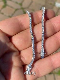 Real Silver 2mm Tennis Bracelet MOISSANITE Pass Diamond Tester Mens Ladies Iced