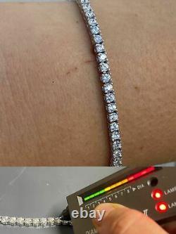 Real Silver 2mm Tennis Bracelet MOISSANITE VVS D GRA Certified Mens Ladies Iced