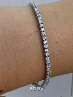 Real Silver 2mm Tennis Bracelet MOISSANITE VVS D GRA Certified Mens Ladies Iced