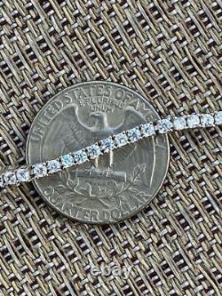 Real Silver 2mm Tennis Bracelet MOISSANITE VVS D GRA Certified Mens Ladies Iced