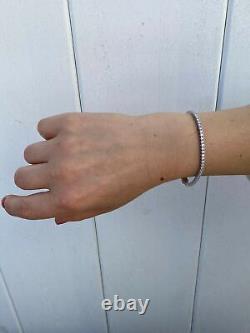 Real Silver 2mm Tennis Bracelet MOISSANITE VVS D GRA Certified Mens Ladies Iced