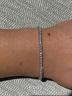 Real Silver 2mm Tennis Bracelet MOISSANITE VVS D GRA Certified Mens Ladies Iced