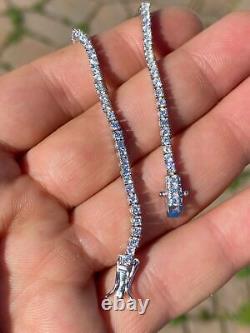 Real Silver 2mm Tennis Bracelet MOISSANITE VVS D GRA Certified Mens Ladies Iced