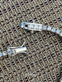 Real Silver 2mm Tennis Bracelet MOISSANITE VVS D GRA Certified Mens Ladies Iced