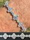 Real Solid 925 Silver 10mm Iced Cz Clover Flower Tennis Bracelet Mens Ladies