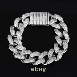 Real Solid 925 Sterling Silver 18mm Miami Cuban Link Chain Bracelet Hip Hop Men
