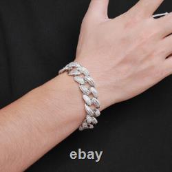 Real Solid 925 Sterling Silver 18mm Miami Cuban Link Chain Bracelet Hip Hop Men