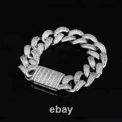 Real Solid 925 Sterling Silver 18mm Miami Cuban Link Chain Bracelet Hip Hop Men