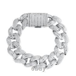 Real Solid 925 Sterling Silver 18mm Miami Cuban Link Chain Bracelet Hip Hop Men