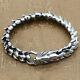 Real Solid 925 Sterling Silver Bracelet Bangle Link Chain Dragon Animal Jewelry