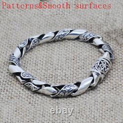 Real Solid 925 Sterling Silver Bracelet Braided Twist Chain Fashion Punk Jewelry