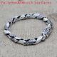 Real Solid 925 Sterling Silver Bracelet Braided Twist Chain Fashion Punk Jewelry