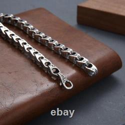 Real Solid 925 Sterling Silver Bracelet Link Chain Vine Punk Jewelry 7.1-9.4