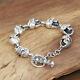 Real Solid 925 Sterling Silver Bracelet Link Skeletons Skulls Chain Jewelry 8.6