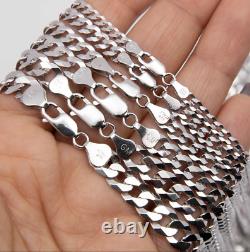 Real Solid 925 Sterling Silver Cuban Mens Boys Chain Bracelet or Necklace