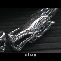 Real Solid 925 Sterling Silver Cuff Bracelet Dragon Open Bangle Punk Jewelry
