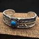 Real Solid 925 Sterling Silver Cuff Bracelet Feather Turquoise Open Bangle