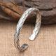 Real Solid 925 Sterling Silver Cuff Bracelet Twist Braided Open Bangle Jewelry