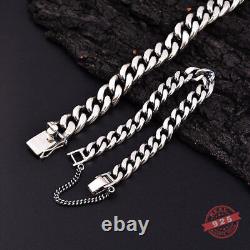 Real Solid 925 Sterling Silver Diamond Cut Curb Cuban Chain Bracelet Men Women