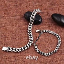 Real Solid 925 Sterling Silver Diamond Cut Curb Cuban Chain Bracelet Men Women