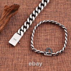 Real Solid 925 Sterling Silver Diamond Cut Curb Cuban Chain Bracelet Men Women