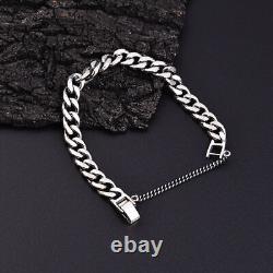 Real Solid 925 Sterling Silver Diamond Cut Curb Cuban Chain Bracelet Men Women
