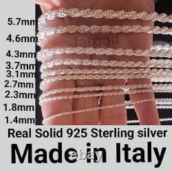 Real Solid 925 Sterling Silver Diamond Cut Rope Chain Necklace Italy Jargod