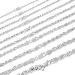 Real Solid 925 Sterling Silver Diamond Cut Rope Chain Necklace Italy Jargod