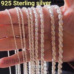 Real Solid 925 Sterling Silver Diamond Cut Rope Chain Necklace Italy Jargod