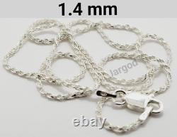 Real Solid 925 Sterling Silver Diamond Cut Rope Chain Necklace Italy Jargod