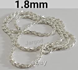 Real Solid 925 Sterling Silver Diamond Cut Rope Chain Necklace Italy Jargod