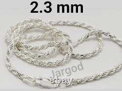 Real Solid 925 Sterling Silver Diamond Cut Rope Chain Necklace Italy Jargod