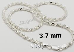 Real Solid 925 Sterling Silver Diamond Cut Rope Chain Necklace Italy Jargod