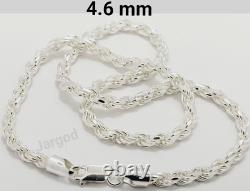 Real Solid 925 Sterling Silver Diamond Cut Rope Chain Necklace Italy Jargod