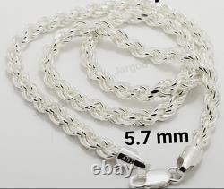 Real Solid 925 Sterling Silver Diamond Cut Rope Chain Necklace Italy Jargod