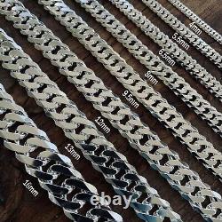 Real Solid 925 Sterling Silver Double Cuban Mens Boys Chain Bracelet or Necklace