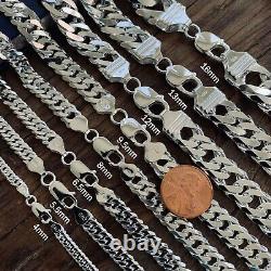 Real Solid 925 Sterling Silver Double Cuban Mens Boys Chain Bracelet or Necklace