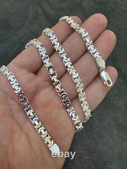 Real Solid 925 Sterling Silver Flat Byzantine Chain Mens Necklace Or Bracelet